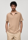 Mango Polo regular fit algodón canalé - Beige