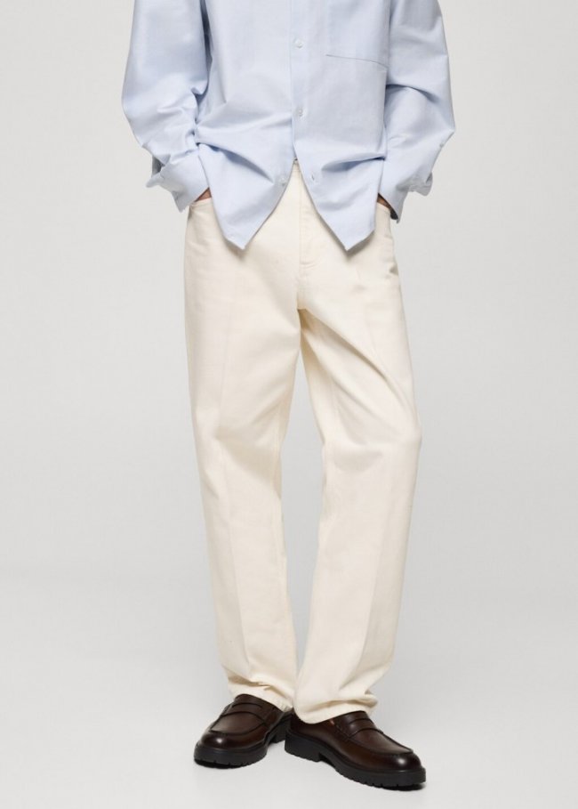 Mango Jeans relaxed fit raya planchada - Crudo