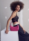 Mango Bolso hombro fibra natural - Fucsia