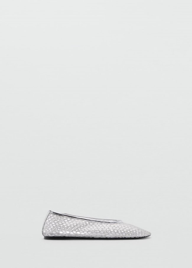 Mango Zapato mesh metalizado - Plata