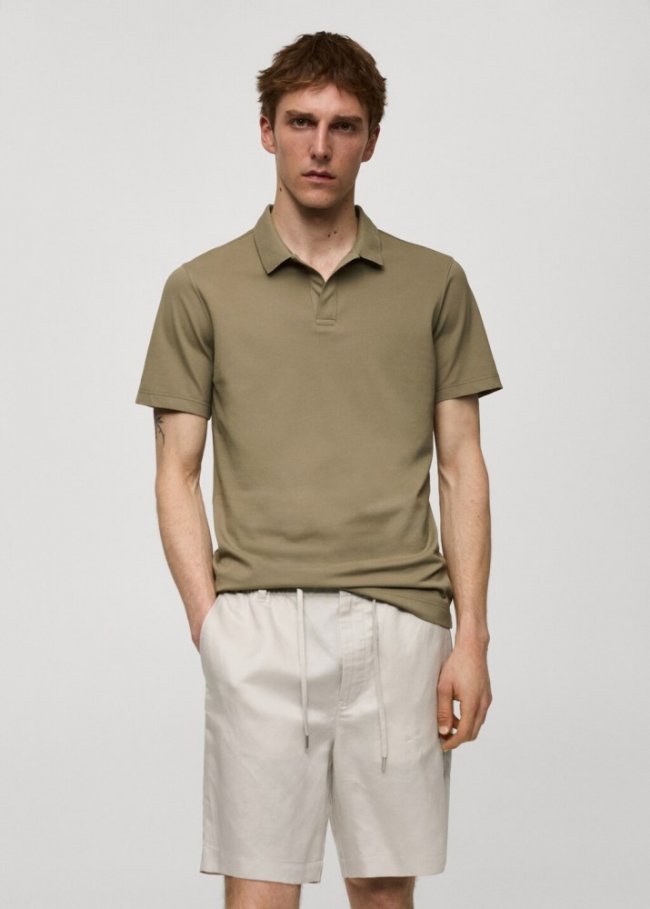 Mango Polo slim fit algodón piqué - Khaki