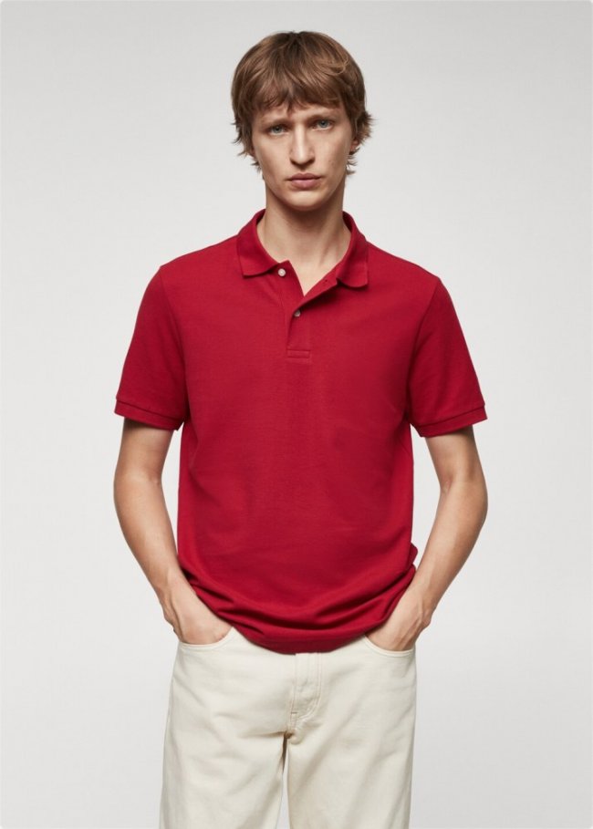 Mango Polo 100% algodón regular fit - Rojo