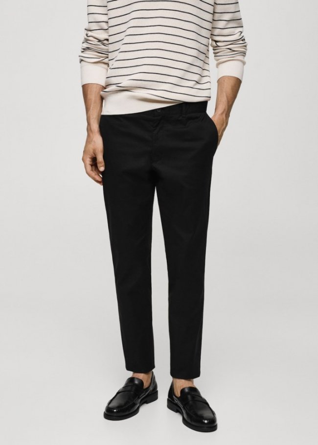 Mango Pantalón chino slim fit sarga - Negro