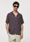 Mango Camisa manga corta regular fit estampado - Burdeos