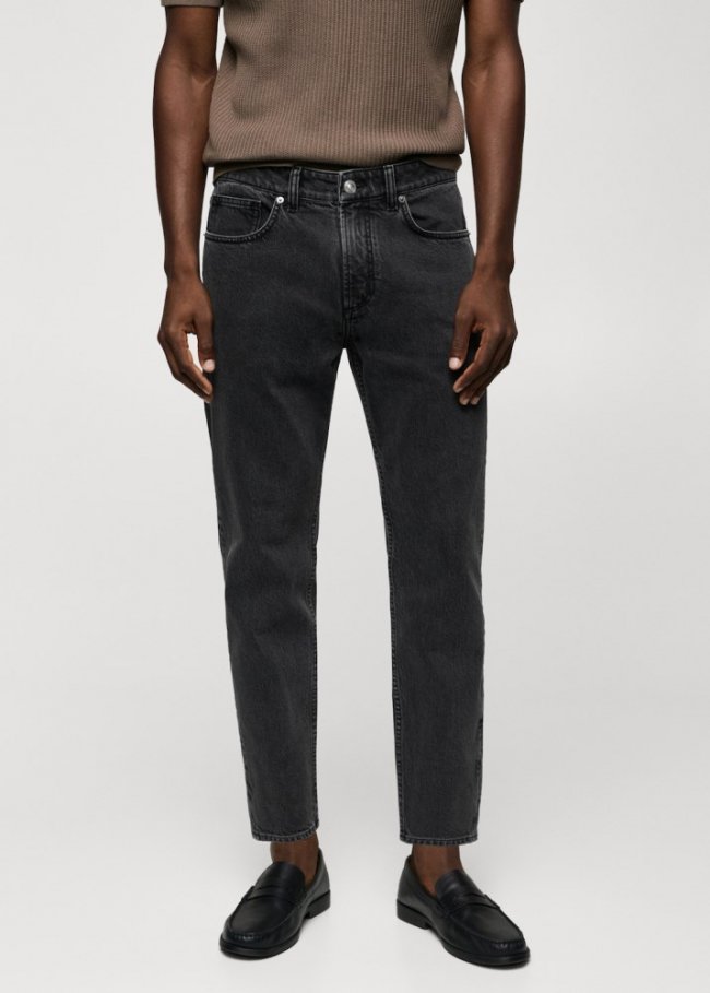 Mango Jeans Ben tapered cropped - Denim negro
