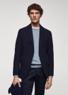 Mango Americana slim fit algodón estructura - Azul marino