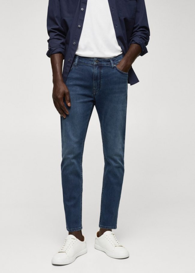 Mango Jeans Tom tapered cropped - Azul oscuro intenso