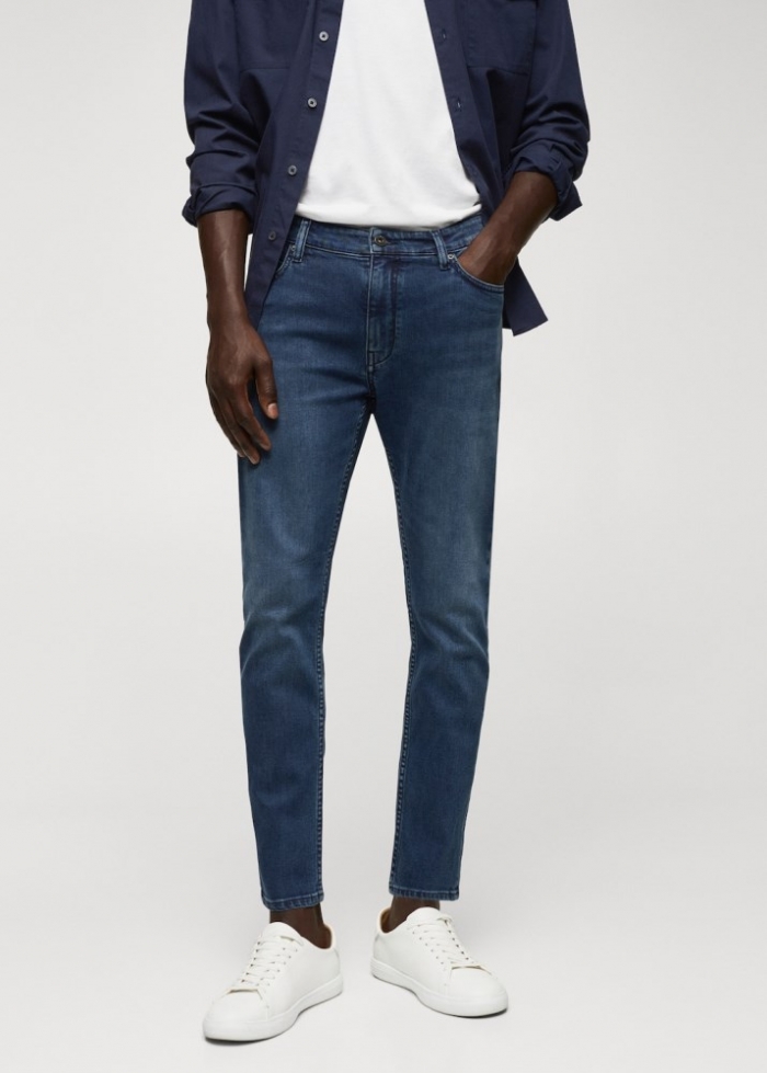 Mango Jeans Tom tapered cropped - Azul oscuro intenso