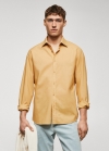 Mango Camisa regular fit algodón voile - Ocre
