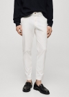 Mango Pantalón algodón tapered crop - Blanco