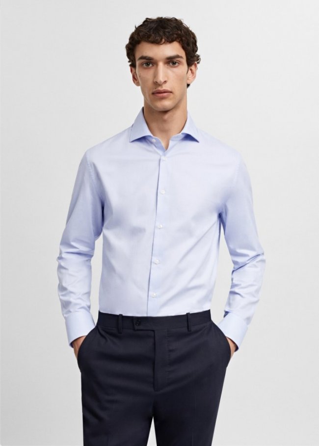 Mango Camisa traje slim fit estructura - Azul celeste