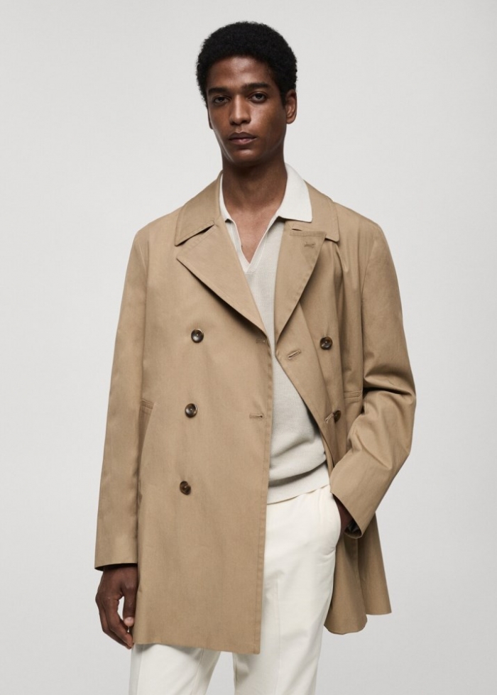 Mango Gabardina corta algodón - Marrón medio