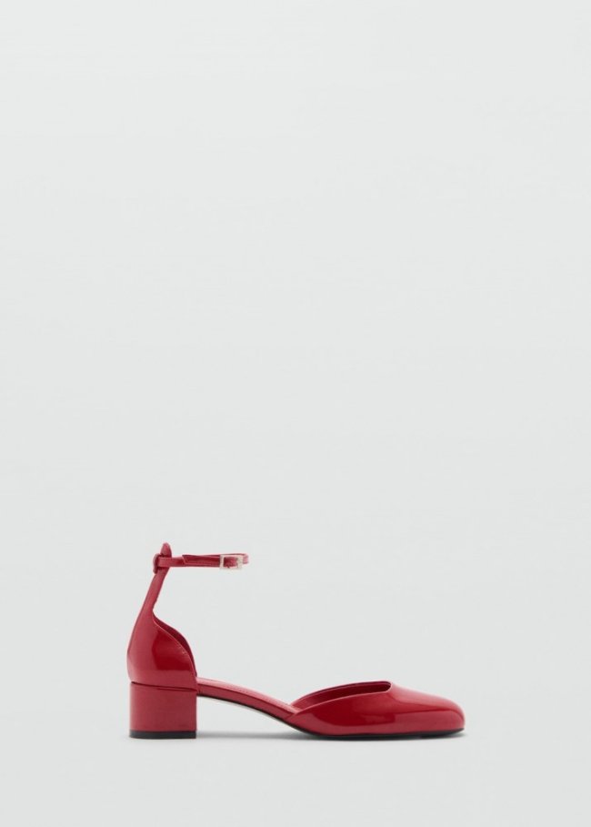Mango Zapato tacón efecto charol - Rojo