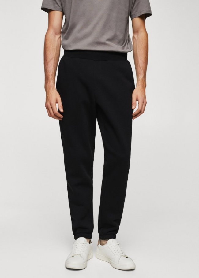 Mango Pantalón jogger algodón - Negro