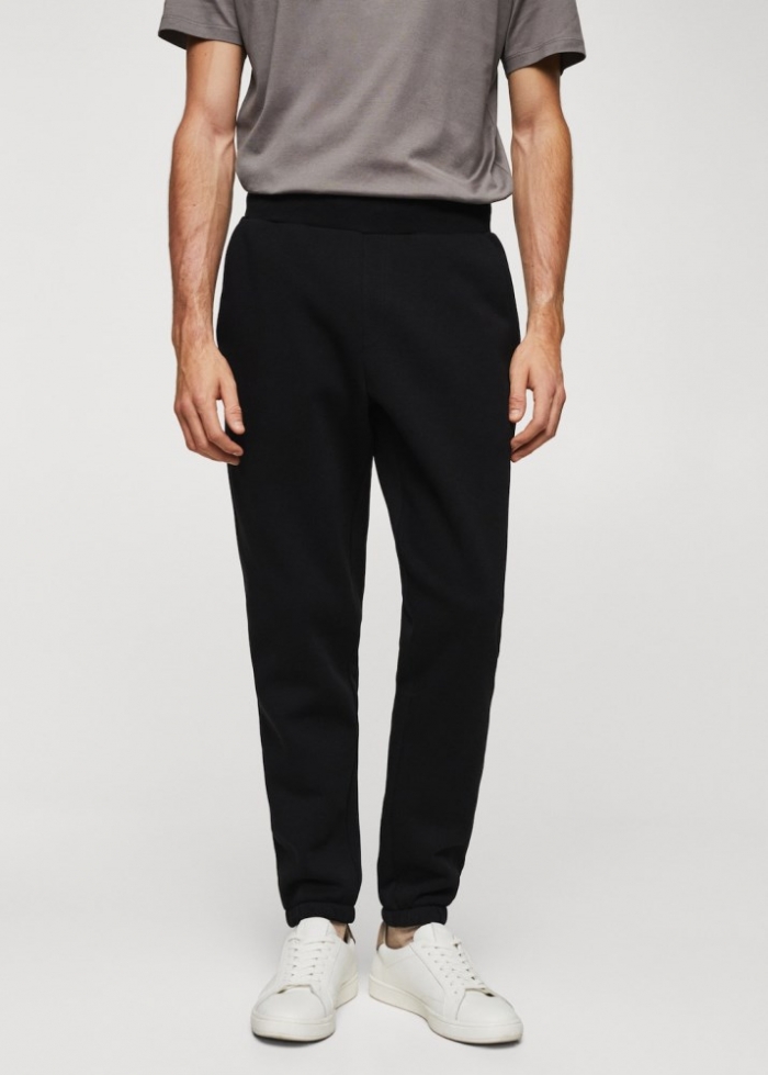 Mango Pantalón jogger algodón - Negro