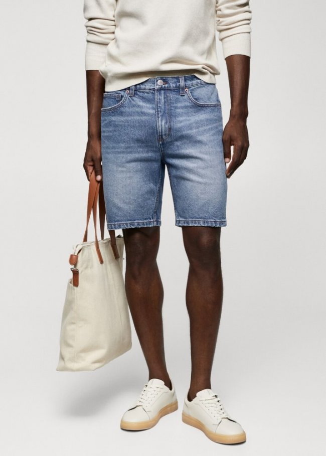 Mango Bermudas vaquera regular fit - Azul oscuro