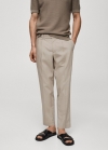 Mango Pantalón slim fit lyocell pinzas - Gris claro/pastel