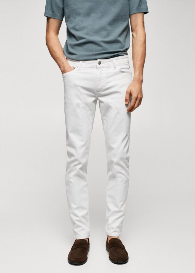 Mango Jeans Jan slim fit - Blanco