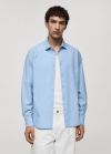 Mango Camisa regular fit 100% algodón bolsillo - Azul celeste