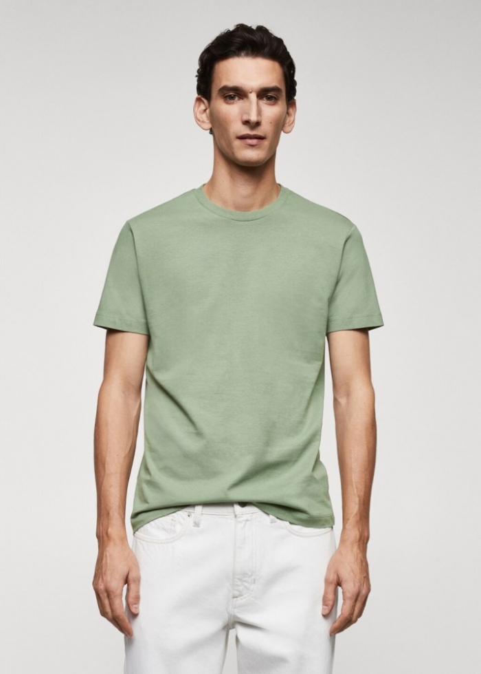 Mango Camiseta básica algodón - Verde