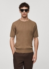 Mango Camiseta algodón canalé - Gris visón