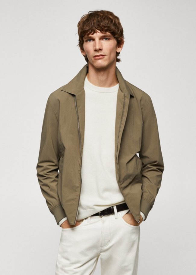 Mango Cazadora tejido técnico ligero - Verde