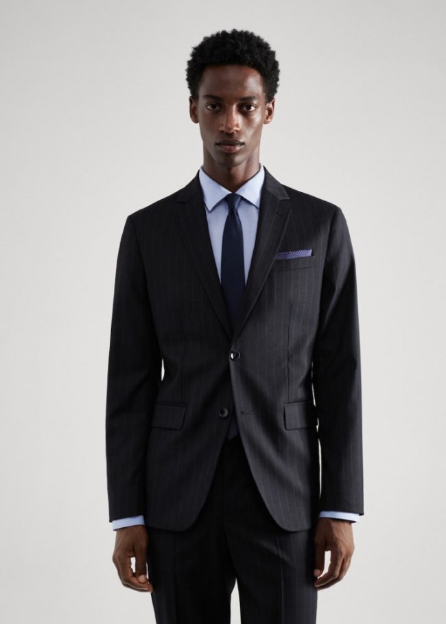 Mango Americana traje slim fit tejido comfort stretch - Azul