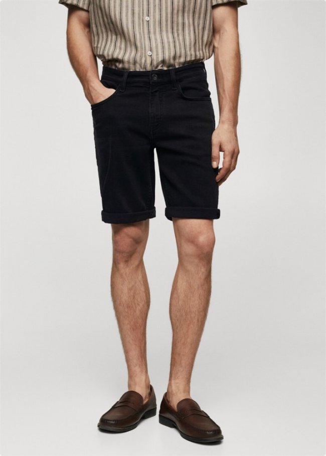 Mango Bermudas vaqueras slim fit - Denim negro