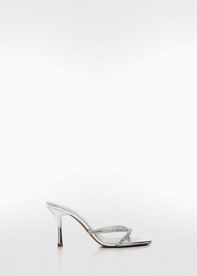Mango Sandalia strass tiras - Plata