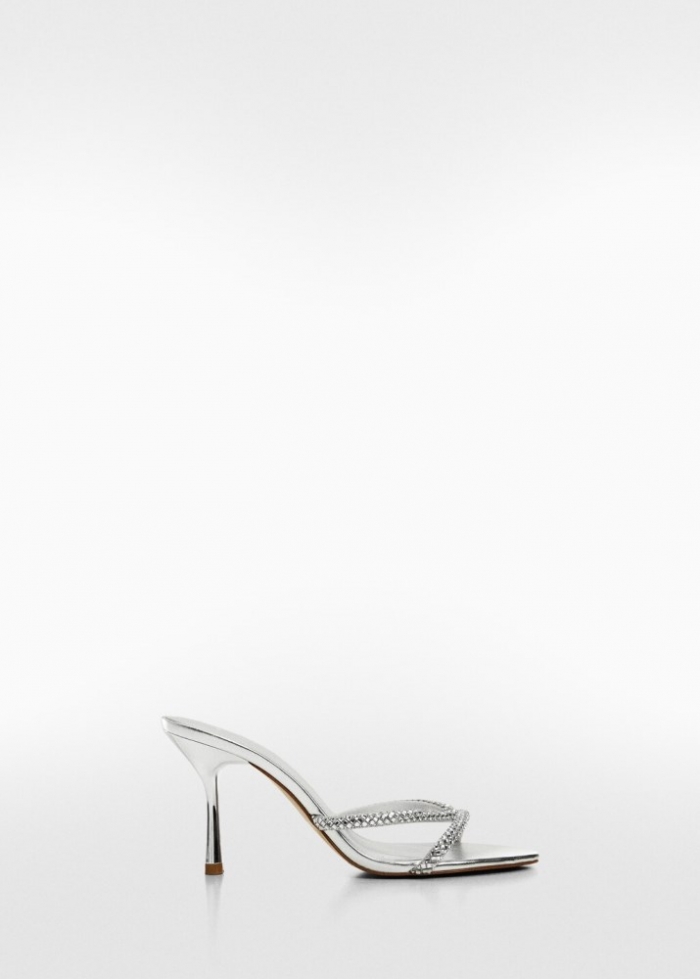 Mango Sandalia strass tiras - Plata