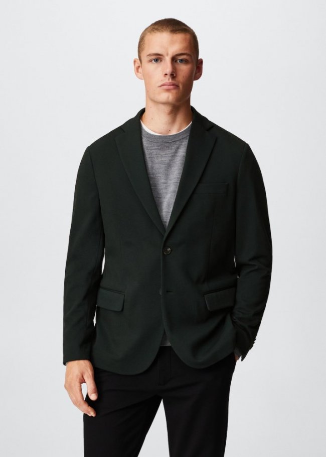 Mango Americana algodón estructura - Khaki