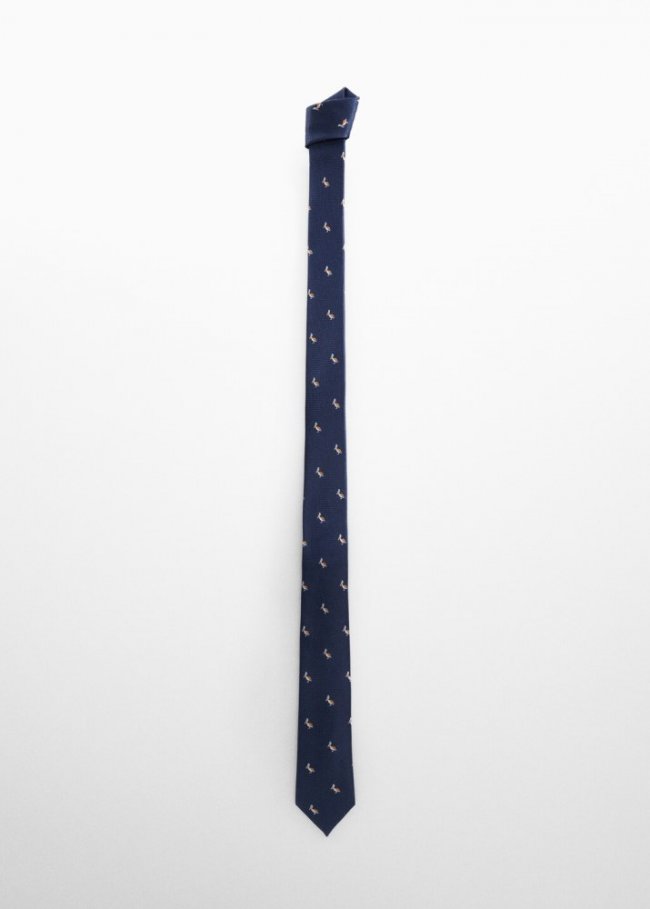 Mango Corbata estampado animales - Azul marino