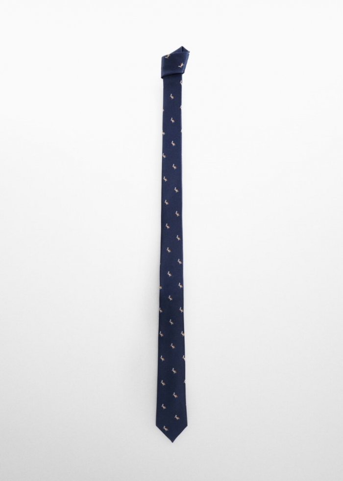 Mango Corbata estampado animales - Azul marino