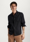 Mango Camisa slim fit 100% lino - Negro