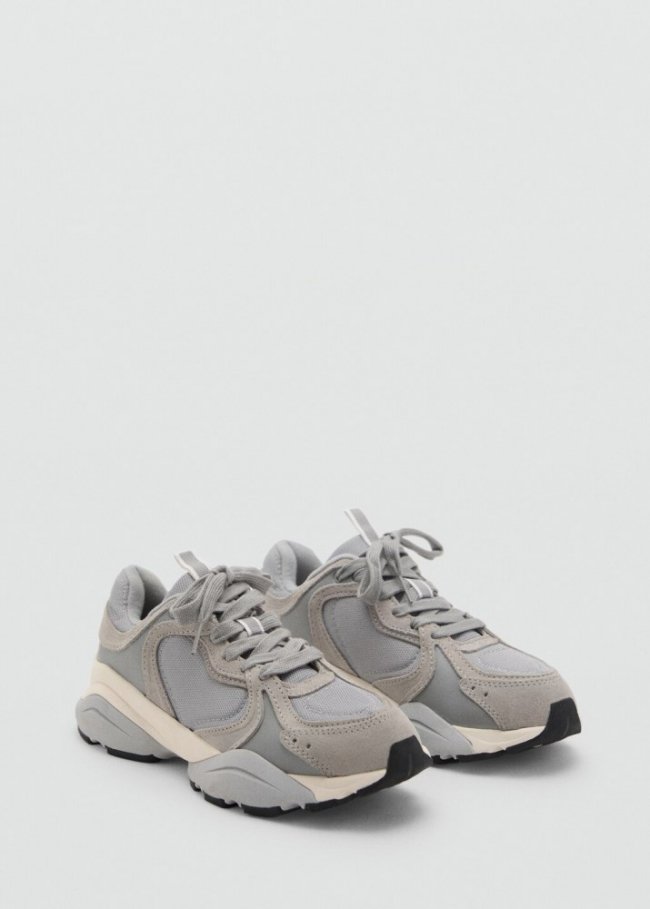 Mango Deportivas paneles piel - Beige