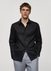 Mango Camisa regular fit 100% lino - Gris antracita