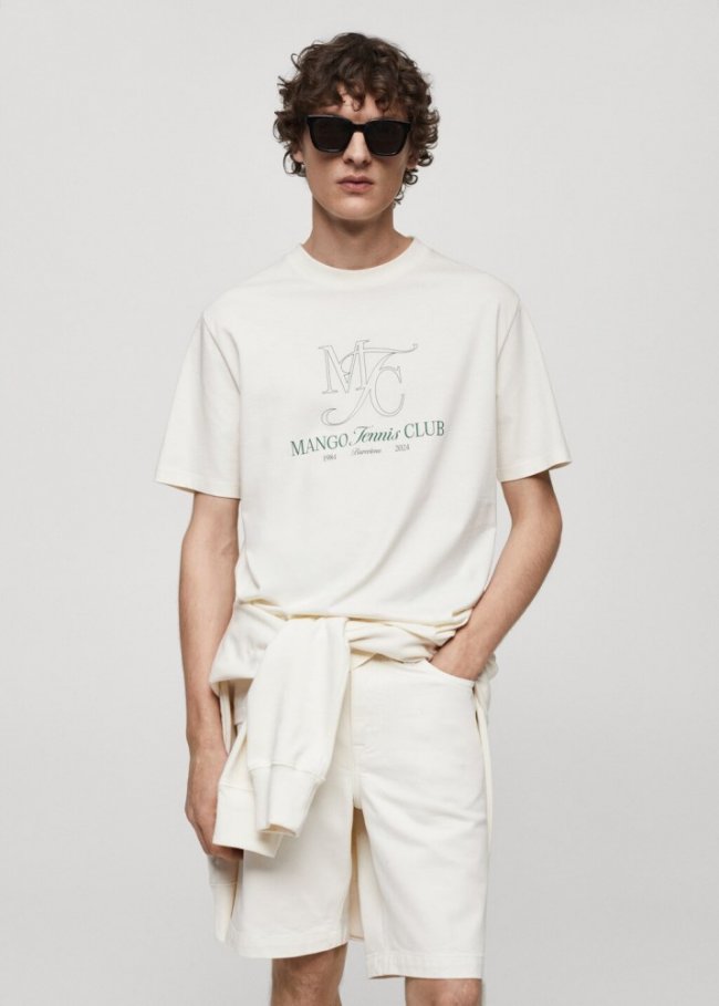 Mango Camiseta 100% algodón estampada - Crudo
