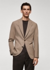Mango Americana slim fit lana virgen - Beige