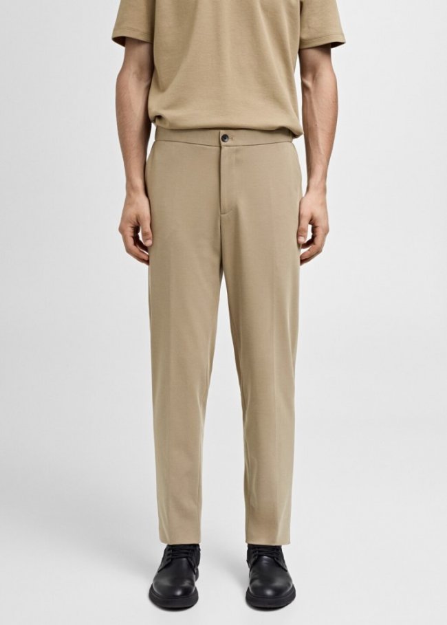 Mango Pantalón traje slim fit algodón - Beige