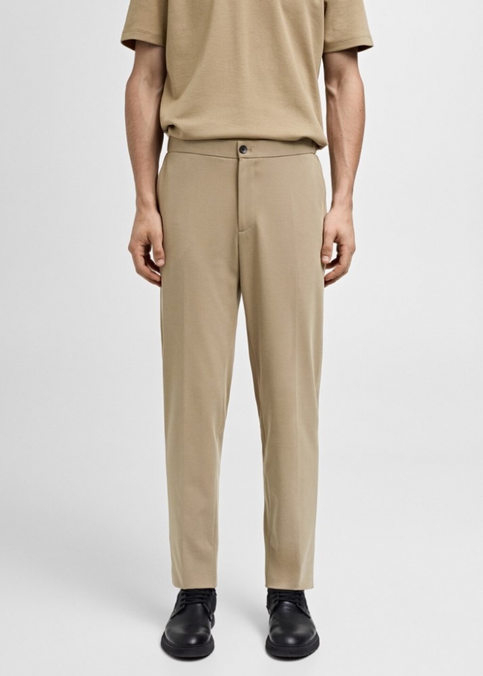 Mango Pantalón traje slim fit algodón - Beige