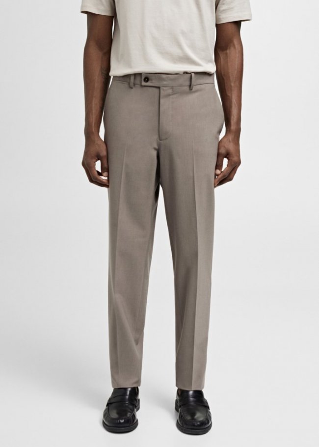 Mango Pantalón traje slim fit lana fría - Beige