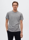 Mango Camiseta básica cuello pico - Gris medio vigoré