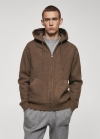 Mango Sudadera capucha mezcla lana - Gris visón