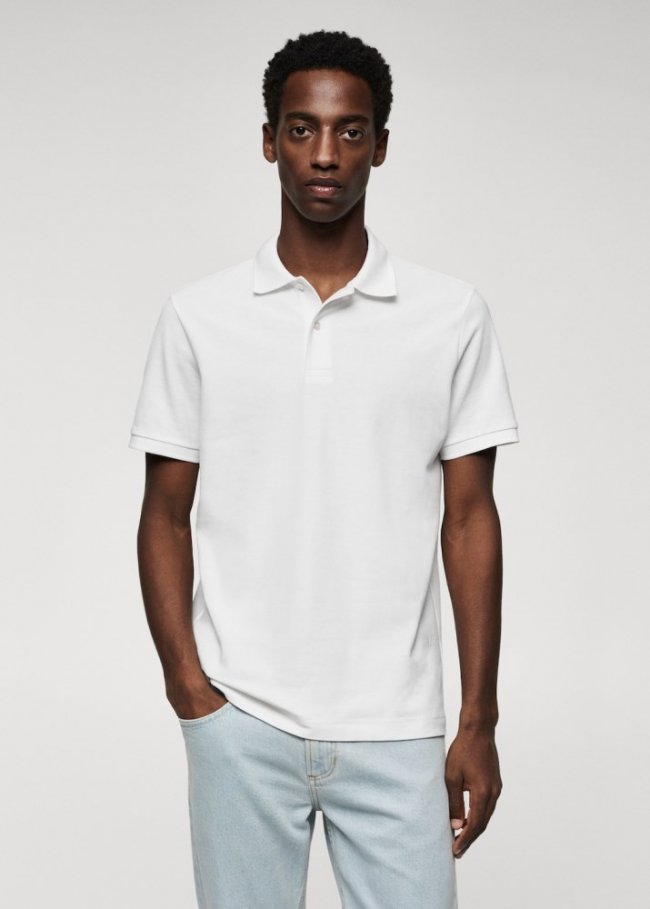 Mango Polo algodón piqué - Blanco