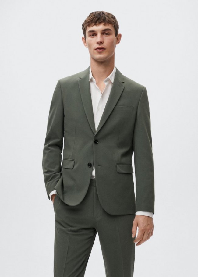 Mango Americana traje super slim fit - Verde