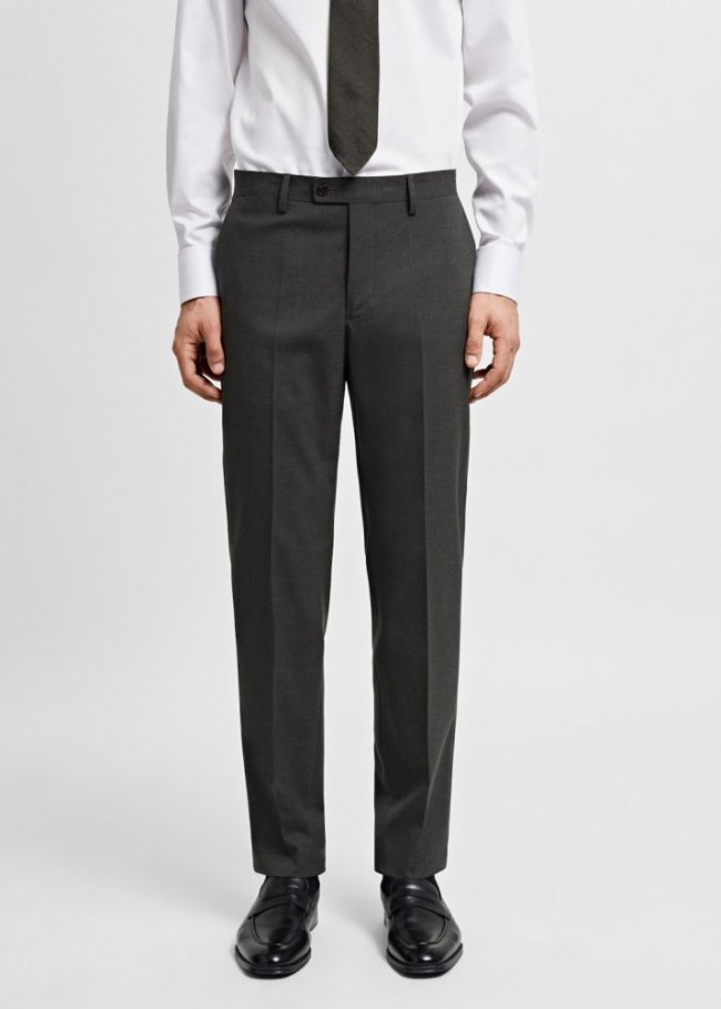 Mango Pantalón traje slim fit tejido comfort stretch - Verde