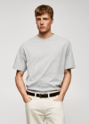 Mango Camiseta básica algodón relaxed-fit - Gris claro vigoré