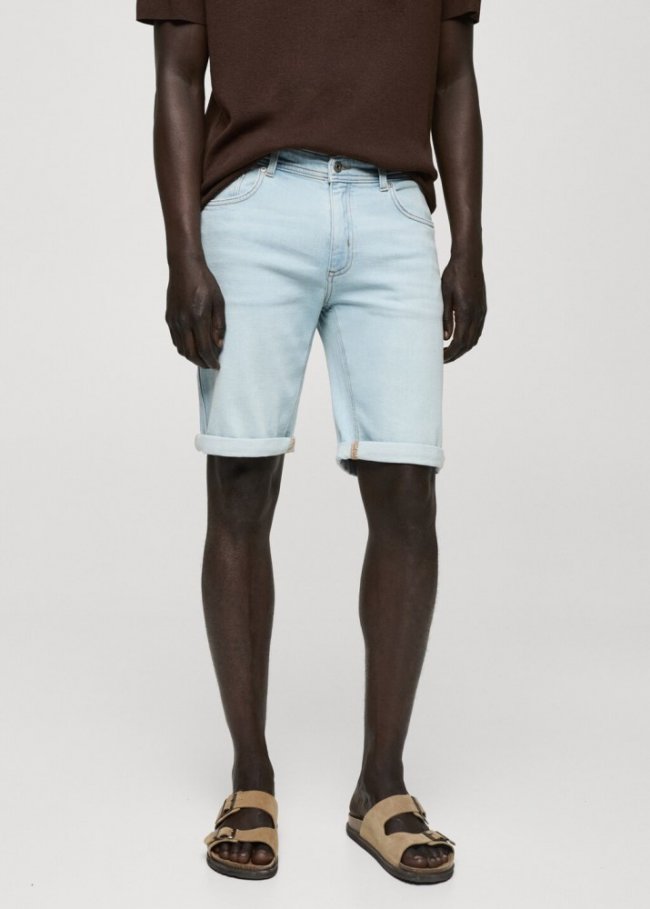 Mango Bermudas vaqueras slim fit - Azul claro