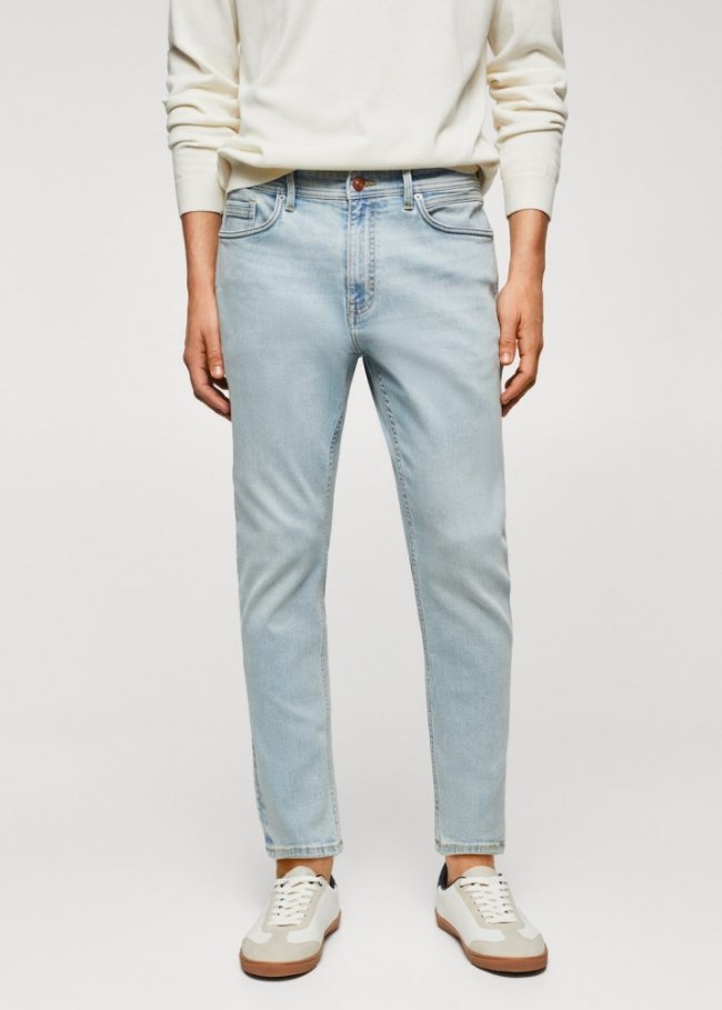 Mango Jeans Tom tapered cropped - Azul claro