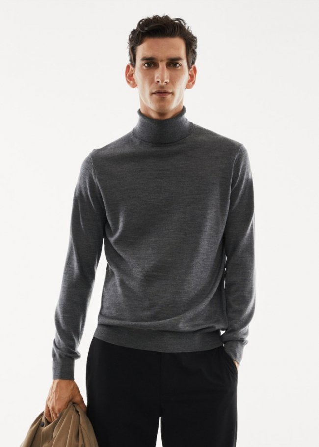 Mango Jersey 100% lana merino cuello alto - Gris